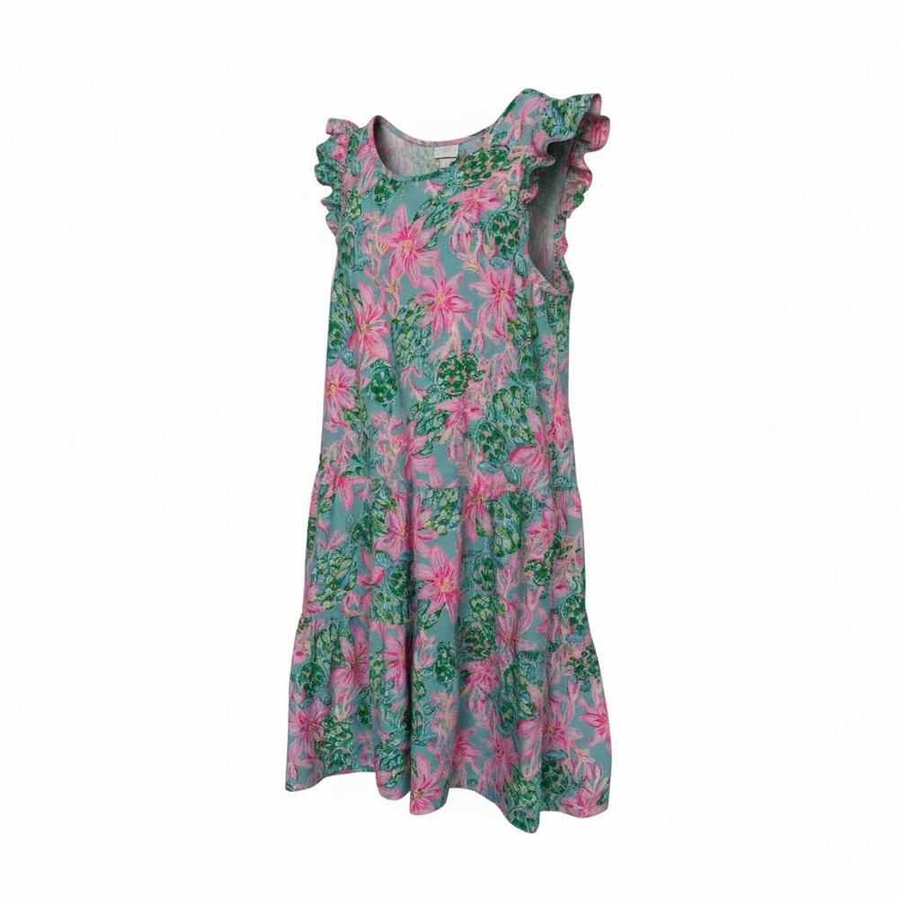 EUC Lilly Pulitzer Pink and Green Floral Kids Dress